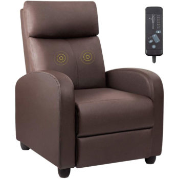 Devoko Recliner Chair Massage Home Theater Seating PU Leather Modern Living Room Chair Padded Cushion Reclining Sofa (Brown)